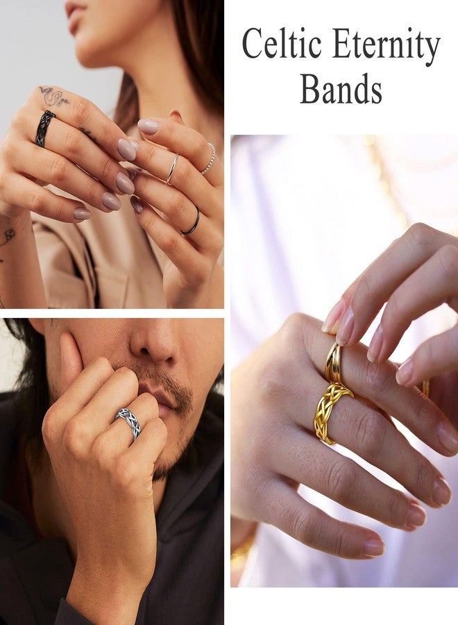 Bestyle Celtic Knot Band Rings for Men Women, Stainless Steel Irish Finger Ring Viking Wedding Bands Jewelry Gift Wedding Promise (10-Stainless Steel-Style02) - Image 2